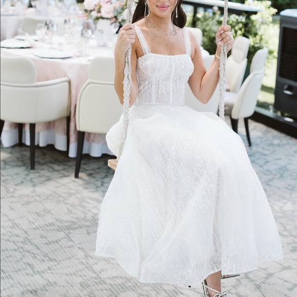 Bronx and Banco | Dresses | Bronx And Banco Mademoiselle Bridal Midi Dress In White | Poshmark